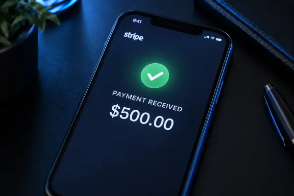 Stripe payment received notification for five hundred dollars